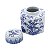POTICHE ORNAMENTAL DE PORCELANA C/ TAMPA AZUL E BRANCO - Imagem 4