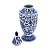 POTICHE ORNAMENTAL DE PORCELANA C/ TAMPA AZUL E BRANCO PERSA - Imagem 3