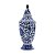 POTICHE ORNAMENTAL DE PORCELANA C/ TAMPA AZUL E BRANCO PERSA - Imagem 2