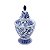 POTICHE ORNAMENTAL DE PORCELANA C/ TAMPA AZUL E BRANCO PERSA - Imagem 1