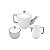 CJ 3 PC DE PORCELANA P/CHÁ C/AÇUCAREIRO BULE 900ml E LEITERA 300ml VERA SILVER - Imagem 1