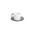 CJ 6 PC XÍCARA DE CHÁ C/PÍRES DE PORCELANA SUPER WHITE VERA SILVER 200ml - Imagem 1