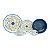 AP DE JANTAR 42 PCS DE PORCELANA SUPER WHITE MAYOLICA BLUE - Imagem 1