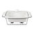 RECHAUD DE PORCELANA C/ TAMPA E ARAMADO 29CM BRANCO CANELADO - Imagem 1