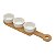 CJ 4 PCS 3 PETISQUEIRAS DE PORCELANA REDONDAS E 1 SUPORTE DE BAMBOO 33X8X4,2cm - Imagem 1