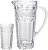 CJ 7 PCS DE VIDRO 6 COPOS 215ml l E JARRA 1l BRAND TRANSPARENTE - Imagem 1