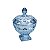 BOMBONIERE DE CRISTAL C/PÉ E TAMPA DIAMANT AZUL 17,5X24CM - Imagem 2