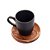 CJ 4 XÍCARAS CAFÉ C/PIRES MADEIRA TECA 18x18x8cm 93ml - Imagem 2