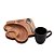 XÍCARA CAFÉ C/BANDEJA MADEIRA TECA E COLHER 17x16x8cm 93ml - Imagem 1