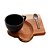 XÍCARA CAFÉ C/BANDEJA MADEIRA TECA E COLHER 30x18x8cm 195ml - Imagem 1