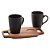 CJ 2 CANECAS CAFÉ C/BANDEJA MADEIRA TECA 26x15x12cm 350ml - Imagem 3