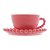CONJUNTO 4 XÍCARAS DE CHÁ DE PORCELANA COM PIRES CORAÇÃO BEADS VERMELHO 210ML - WOLFF - Imagem 4