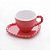CONJUNTO 4 XÍCARAS DE CAFÉ DE PORCELANA COM PIRES CORAÇÃO BEADS VERMELHO 80ML - WOLFF - Imagem 3