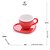 CONJUNTO 4 XÍCARAS DE CAFÉ DE PORCELANA COM PIRES CORAÇÃO BEADS VERMELHO 80ML - WOLFF - Imagem 2