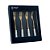 CONJUNTO 4 GARFOS PARA APERITIVO DE AÇO INOX DOURADO COM CABO DE CERÂMICA BRANCO - WOLFF - Imagem 5