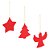 CONJUNTO 3 ENFEITES DE MADEIRA PARA ÁRVORE DE NATAL VERMELHO 8CM - WOODART - Imagem 1