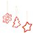 CONJUNTO 3 ENFEITES DE MADEIRA PARA ÁRVORE DE NATAL VAZADO VERMELHO 8CM - WOODART - Imagem 1