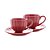 CONJUNTO 2 XÍCARAS DE CAFÉ DE PORCELANA COM PIRES PÉTALA VERMELHO MATT 90ML - WOLFF - Imagem 1