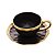 XÍCARA DE CHÁ DE PORCELANA DUBAI PRETO E DOURADO 200ML - WOLFF - Imagem 1