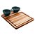 TÁBUA DE MADEIRA TECA COM 2 BOWLS DE PORCELANA NORDICA VERDE 38CM X 27CM X 7,5CM - WOLFF CRAFT - Imagem 1