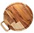 TÁBUA DE CORTE REDONDA DE MADEIRA TECA COM ALÇA BARBECUE 39CM X 34CM X 2CM - WOLFF CRAFT - Imagem 4