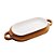 SUPORTE DE MADEIRA COM TRAVESSA EM PORCELANA TECA BRANCA 42,5CM X 19,5CM X 4CM - WOLFF CRAFT - Imagem 1