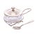 QUEIJEIRA DE VIDRO E AÇO INOX COM COLHER E SUPORTE ITALY CHAMPANHE 16CM X 10CM X 8CM - WOLFF - Imagem 1
