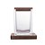 POTE MULTIUSO DE CRISTAL COM SUPORTE E TAMPA EM MADEIRA TECA 11,5CM X 14,5CM - WOLFF CRAFT - Imagem 5