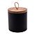 POTE DE AÇO INOX COM TAMPA EM MADEIRA TECA PRETO 13CM X 10CM - WOLFF CRAFT - Imagem 1