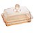 MANTEIGUEIRA DE CRISTAL COM TAMPA PEARL ÂMBAR 17CM X 10,5CM X 10CM - WOLFF - Imagem 1