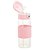 GARRAFA DE VIDRO BOROSSILICATO COM CINTA EM COURO E CANUDO PURE ROSA 500ML - WOLFF - Imagem 2