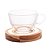 CONJUNTO 6 XÍCARAS DE CRISTAL DE CHÁ COM PIRES DE MADEIRA E AÇO INOX TECA CHAMPANHE 190ML - WOLFF - Imagem 2
