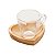 CONJUNTO 6 XÍCARAS DE CRISTAL COM PIRES EM MADEIRA PINUS CORAÇÃO 75ML - WOODART - Imagem 1