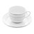 CONJUNTO 6 XÍCARAS DE CHÁ DE PORCELANA COM PIRES E BORDA PRATEADA MÔNACO BRANCO 220ML - WOLFF - Imagem 1