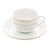 CONJUNTO 6 XÍCARAS DE CHÁ DE PORCELANA COM PIRES E BORDA DOURADA MÔNACO BRANCO 220ML - WOLFF - Imagem 1
