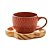 CONJUNTO 6 XICARAS DE CAFÉ COM PIRES DE MADEIRA PINUS 90ML - WOODART - Imagem 3