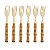 CONJUNTO 6 GARFOS DE SOBREMESA DE AÇO INOX COM CABO EM PLÁSTICO BAMBU DOURADO 19CM - LYOR - Imagem 1