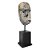 ESCULTURA MASCARA TRIBAL BUGIS EM MADEIRA WHITEWASH COM SUPORTE A110CM - Imagem 2
