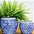 CACHEPOT EM PORCELANA AZUL E BRANCO D41XA33CM - Imagem 4
