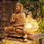 ESCULTURA BUDA MEDITACAO MADEIRA NATURAL ENTALHADA 50CM BALI - Imagem 3