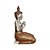ESCULTURA IMPORTADA BUDA ORACAO EM MADEIRA NATURAL E VERMELHO L27XA50CM - Imagem 4