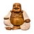 ESCULTURA HAPPY BUDDHA MADEIRA NATURAL E BRANCA 30CM - Imagem 1