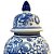POTE EM PORCELANA AZUL E BRANCO FLORIDO COM TAMPA D25XA45CM - Imagem 2