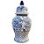 POTE EM PORCELANA AZUL E BRANCO FLORIDO COM TAMPA D25XA45CM - Imagem 1