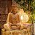 ESCULTURA BUDA MEDITACAO MADEIRA NATURAL ENTALHADA 40CM BALI - Imagem 3
