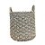 CESTA DECORATIVA RATTAN BALI REDONDO BRANCO E NATURAL - Imagem 2