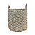 CESTA DECORATIVA RATTAN BALI REDONDO BRANCO E NATURAL - Imagem 1