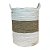 CESTA DECORATIVA RATTAN BALI REDONDO BRANCO E NATURAL - Imagem 1