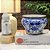 CACHEPOT PORCELANA AZUL E BRANCA GOLDEN FLORA D19XA13CM - Imagem 4