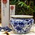 CACHEPOT PORCELANA AZUL E BRANCA GOLDEN FLORA D19XA13CM - Imagem 3